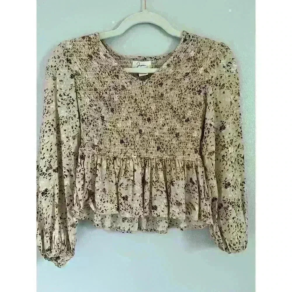 Japna Women’s Cream Patterned Blouse Size XS